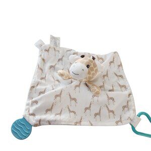 Modern Baby Giraffe Baby Security Blanket With Teething Corners & Rattle